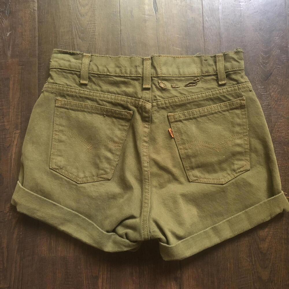 Levi's Olive Green High-Waisted Denim Shorts